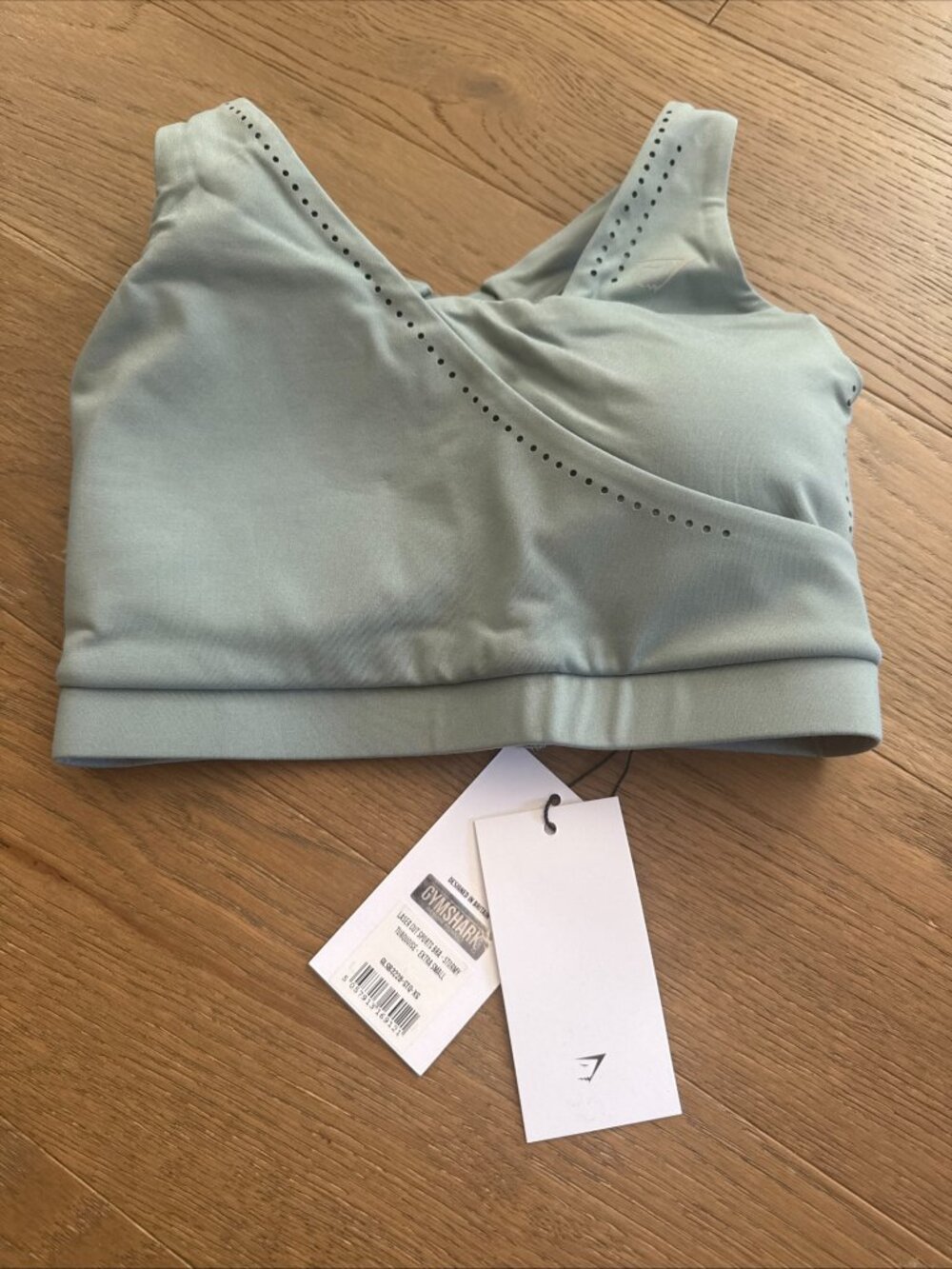 Gymshark Laser Cut Racerback Sports Bra Stormy Turquoise Sz. XS NWT